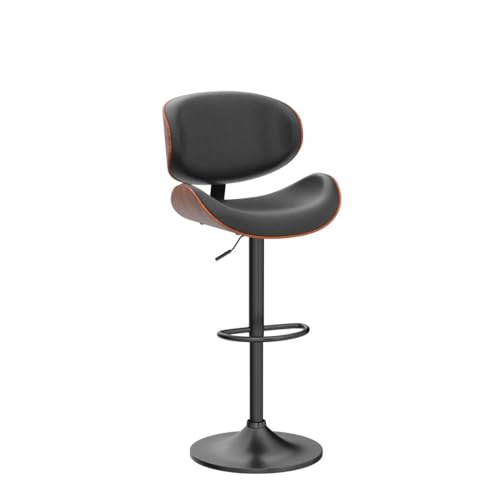 Modern PU Leather Bar Stools with Back and Footrest - Set of 2