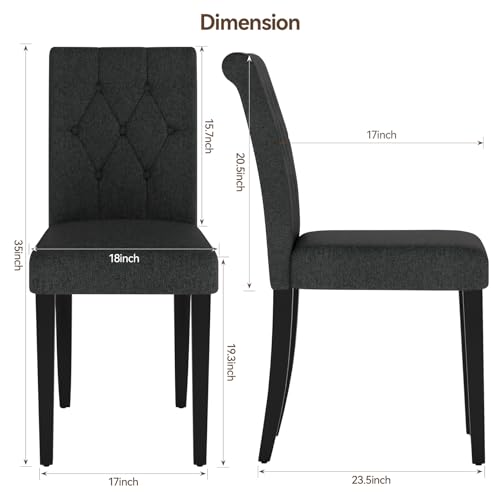 Modern Black Upholstered Dining Chair Set of 2