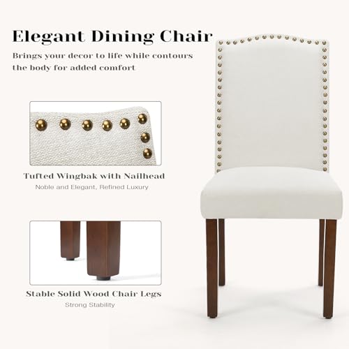 4-Piece Upholstered Fabric Dining Chair Set with Nailhead Trim