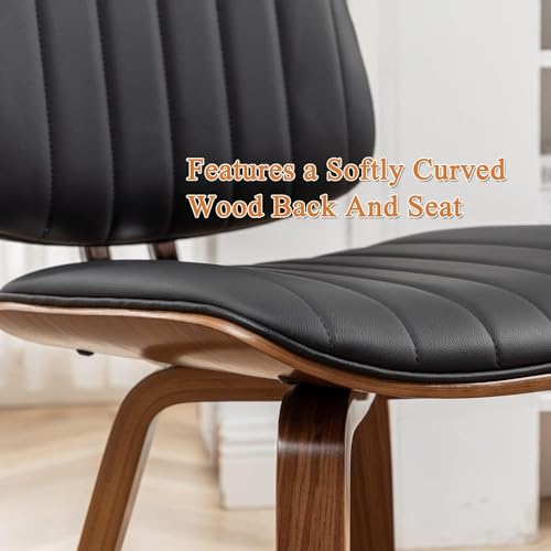 Retro Black Mid Century Modern Dining Chair Set Walnut Wood Legs