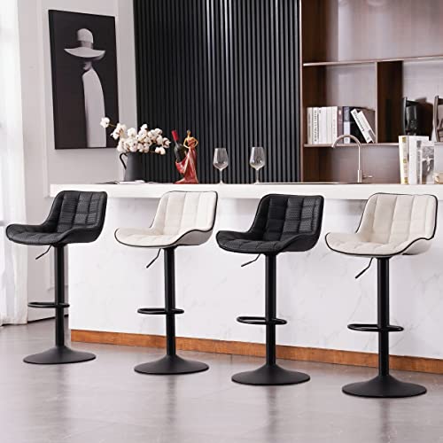 laz blinds Modern Adjustable Swivel Bar Stools with Back for Kitchen Islands