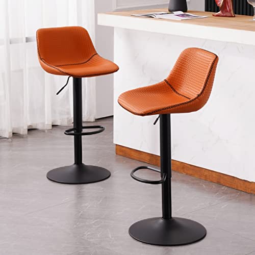 laz blinds Modern Leather Barstools with Back for Kitchen Islands - Set of 2
