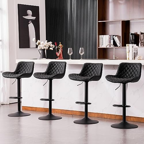 laz blinds Modern White Faux Leather Swivel Bar Stools Set of 2