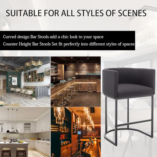 Stylish Black Bar Stool Set of 2 for Kitchen Island