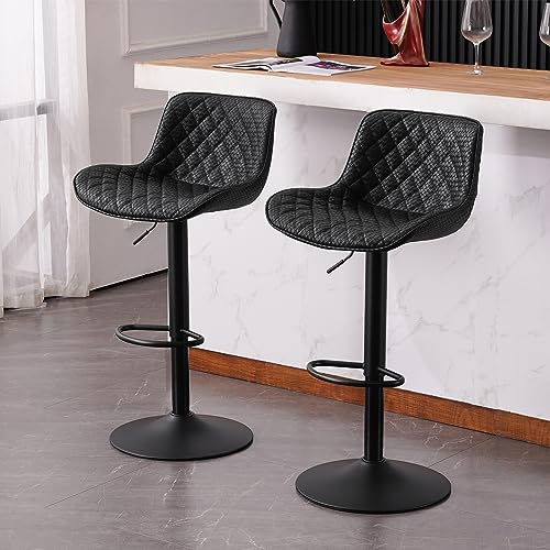 laz blinds Modern White Faux Leather Swivel Bar Stools Set of 2